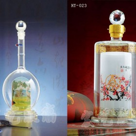 陕西工艺玻璃酒瓶加工企业_宏艺玻璃制品厂家供应内画酒瓶