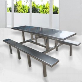 连体不锈钢餐桌椅 东莞康胜家具批发 耐用环保