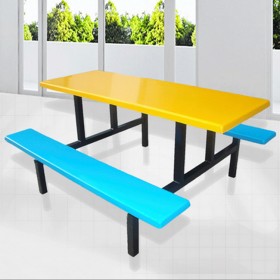 玻璃钢连体餐桌椅 长条形设计 让大家使用更安全